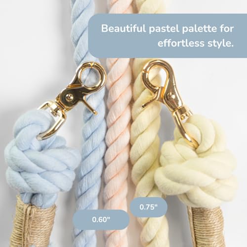 Braided Cotton Rope Dog Leash for Medium & Large Dogs – Enjoy Tangle-Free Walks with Soft Comfortable Grip & Reliable Control – Durable Design for Daily Walks, Training & Special Moments – Light Blue - color: Light Blue