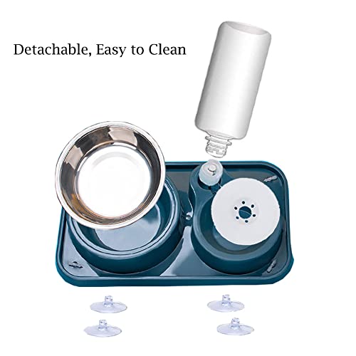 JiangYanus Double Dog Cat Bowls, No-Spill Pet Water and Food Bowl Set | Automatic Water Dispenser Bottle Detachable Stainless Steel Bowl Gravity Water Feeder Bowl for Cats Dogs Puppy Kitten Rabbit - color: Green, size: 500ML Water Bottle