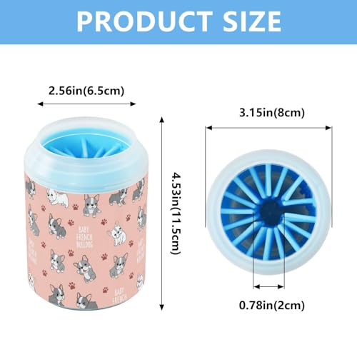 Cute Animals Puppies Pink Pattern Dog Paw Cleaner Cup with Soft Silicone Brush, Small Portable Lightweight Muddy Paw Washer for Dogs, Easy to Use Pet Foot Cleaner