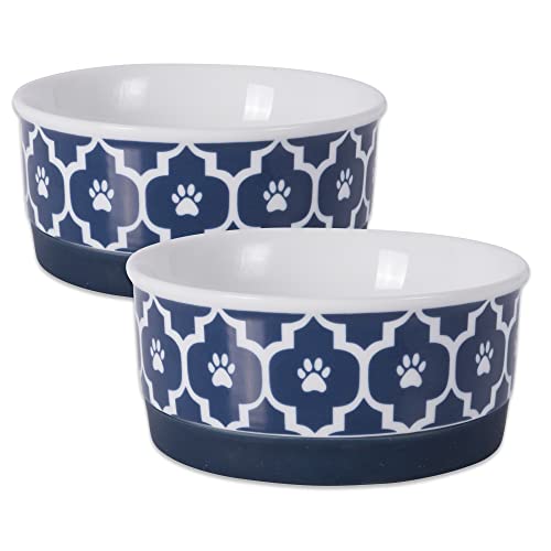 Bone Dry Lattice Collection Pet Bowl & Canister, Small Set, 4.25x2", Nautical Blue, 2 Count - color: Nautical Blue, size: Small Set, 4.25x2"