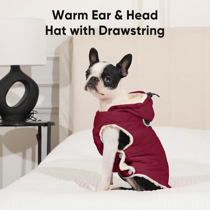 Vecomfy Fleece Lining Dog Hoodie with Harness Built in,Extra Warm Small Dog Jacket in Winter Puppy Coats with Drawstring Hooded,Red XS - color: Red(Harness Built in), size: X-Small (Pack of 1)