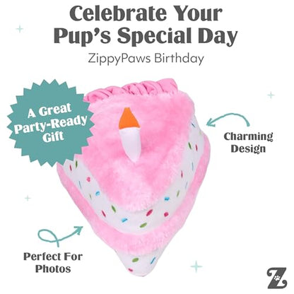 ZippyPaws Birthday Cake- Dog Squeaky Toys to Keep Them Busy, Funny Food Plush for Small, Medium, & Large Dogs, Cute Stuffed Puppy Toy, Pet Products, Gift for Dogs of All Breeds, Soft and Cuddly- Pink - color: Pink