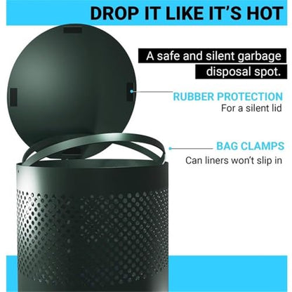 Afuera Living 11.5 Gal Outdoor Pet Waste Trash Can with Lid, Galvanized Steel, Green Powder Coated Finish, Freestanding or Mountable, Includes 20 Liners, Noise Reducing Rubber Gasket, Commercial or