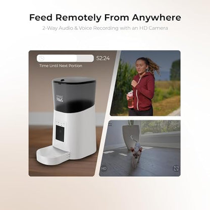 Penthouse Paws Smart HD Pet Feeder, 6L Dry Food Capacity, 1080p Camera, 2-Way Audio, Scheduled Meals, Backup Power, Easy to Clean, Anti-Jam Design for Cat & Dog, White - color: White