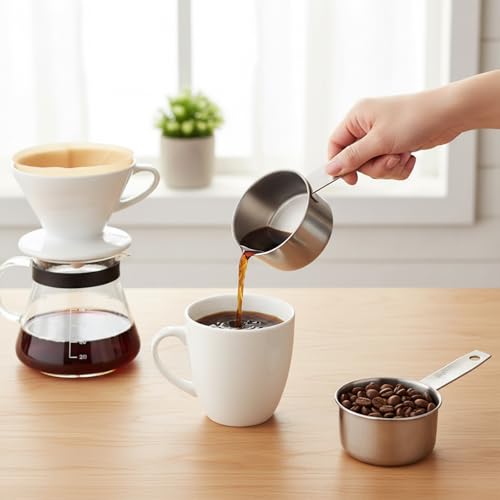 1/2 Cup Stainless Steel Measuring Cup, 2 Pcs (125 ml, 125 cc, 4 oz) Dog Food Scoop 1/2 Cup Scoop Half Metal Measuring Scoops for Feeding Pet, Wet and Dry Ingredients, Kitchen Cooking, Dishwasher Safe - size: 1/2 Cup