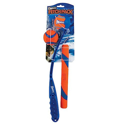 Chuckit! Fetch Pack - Chuck It Dog Ball Launcher 18 M, Tennis Ball, Ultra Rubber Ball and Ultra Fetch Stick Dog Gifts, Dog Toys Indestructible Dog Ball Thrower Launcher