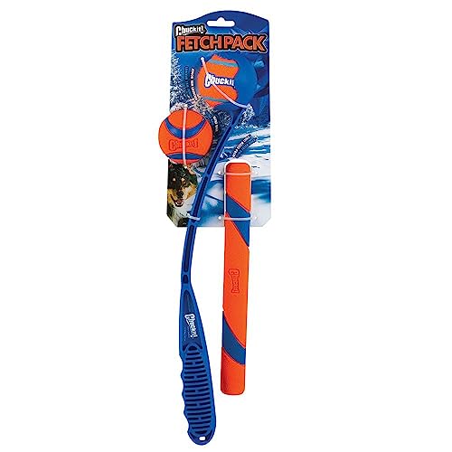 Chuckit! Fetch Pack - Chuck It Dog Ball Launcher 18 M, Tennis Ball, Ultra Rubber Ball and Ultra Fetch Stick Dog Gifts, Dog Toys Indestructible Dog Ball Thrower Launcher