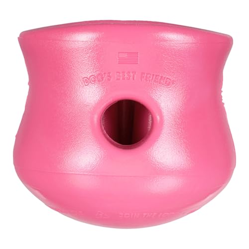 WEST PAW Zogoflex Toppl Interactive Treat Dispensing Puzzle Dog Toy for Mental Stimulation & Enrichment-Holds Kibble & Treats-Lickable, Freezable & Dishwasher Safe-Made in USA-Large-Geranium - color: Geranium, size: Large