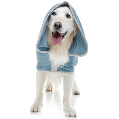 Lucky Pooch® Dog Robe - Luxurious Dog Bathrobe - Ultra Absorbent Dries Your Dogs in Minutes! Double-Layer, Super Soft Towel and Bath Robe All in One (XS, Petrol Blue) - color: Petrol Blue, size: XS