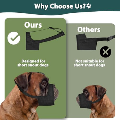 Mayerzon Pitbull Muzzle, Soft Dog Muzzle with Anti-Slip Strap for American Bully Bulldog Boxers Rottweilers, Fabric Mouth Guard for Medium Large Short Snout Dog Anti Biting Chewing, Allow to Drink - size: L [Snout Cir: 9.75"-11"]