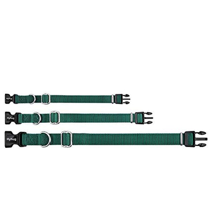 Hyhug Small Dog Collar Quick-Release Green| Heavy-Duty Nylon Puppy Collar, Adjustable & Durable Pet Supplies for Boy & Girl Dogs (Small, Dark Green) - color: Dark Green, size: Small