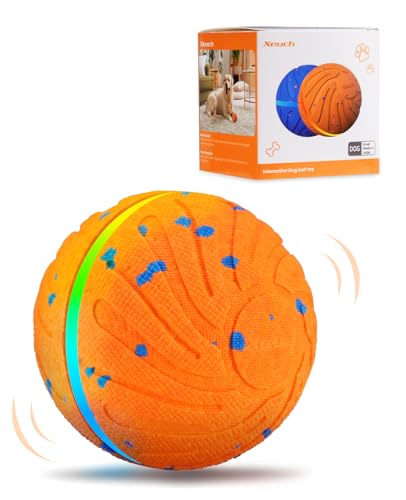 Xeuch Smart Interactive Dog Toy Balls, Automatic Moving Ball for Puppy, Medium and Large Dogs, ETPU Material, Motion Activated Rolling & Rotating Bouncy Toy for Dog Enrichment & Stimulation - color: Orange