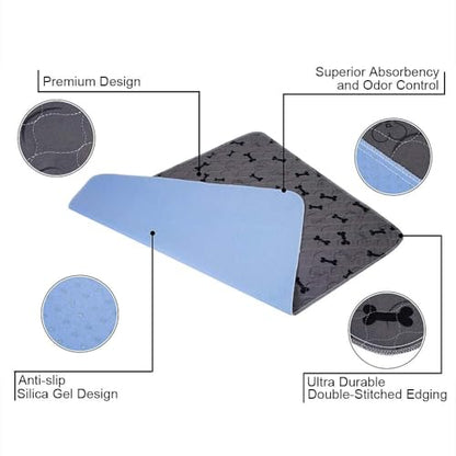 Washable Dog Pee Pads with Free Grooming Gloves,Non Slip Dog Mats with Great Urine Absorption,Reusable Puppy Pee Pads for Whelping,Potty,Training,Playpen - size: 24x48 Inch (Pack of 2)