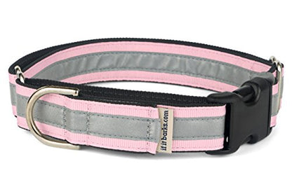 If It Barks 1" Reflective Martingale Collar with Quick Snap Buckle for Dogs, Adjustable, Made in USA,Medium, Pink - color: Pink, size: Medium w/Buckle