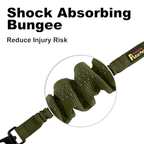 Plutus Pet Dog Seat Belt for Car, Adjustable Dog Car Harness with Carabiner Clip, Reflective Safety Dog Seatbelt Leash with Elastic Bungee, Ranger Green - color: Ranger Green