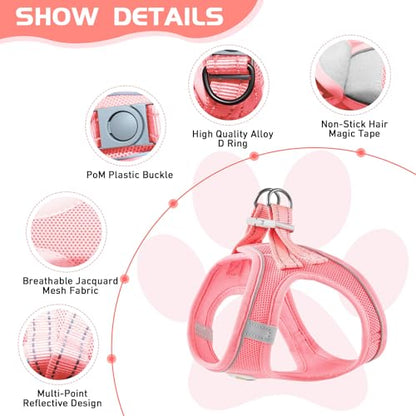 Soft Mesh Dog Harness and Leash Set, No Pull Puppy Harness and Leash Set, Reflective Step in Harness for Small Medium Dogs, Easy Walk Escape Proof Vest Harnesses (Pink, XS) - color: Pink, size: XS