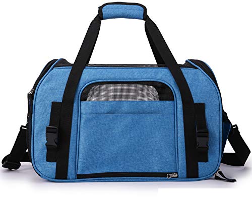 EliteField Soft Pet Carrier (3 Year Warranty, Airline Approved) Soft Sided Dog Puppy Cat Carrier Travel Bag (X-Large: 21" L x 12" W x 13" H, Sapphire Blue) - color: Sapphire Blue, size: 21.0"L x 12.0"W x 13.0"H
