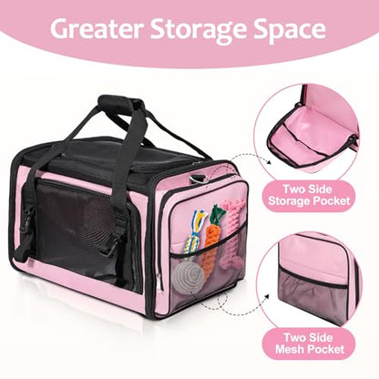 Discala Extra Large Cat Carrier for 2 Cats, Pet Carrier, Dog Carrier for Small Dogs, Cat Carrier Soft, Collapsible Large Pet Carrier for Traveling Indoor and Outdoor Uses - Pink 24"x16"x16"