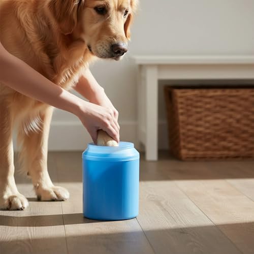 Portable Soft Silicone Pet Paw Cleaner,Dog Foot Washer Cup for Small & Medium Breeds,Portable Pet Cleaner Tool Blue