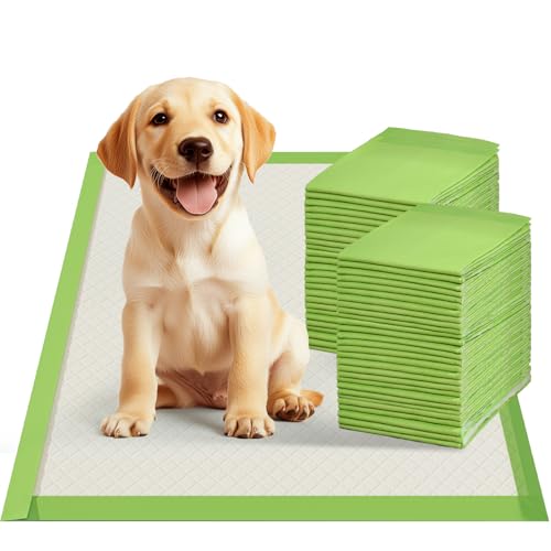 Gardner Pet Dog Pee Pads Rugular 22"x22", Thicker ECO Green Small Disposable Puppy Training Pads Super Absorbent Full Edge-Wrapping Pad for Dogs, Puppies, Doggies, Cats-(20 Count) - size: 22"x22"-20 Count