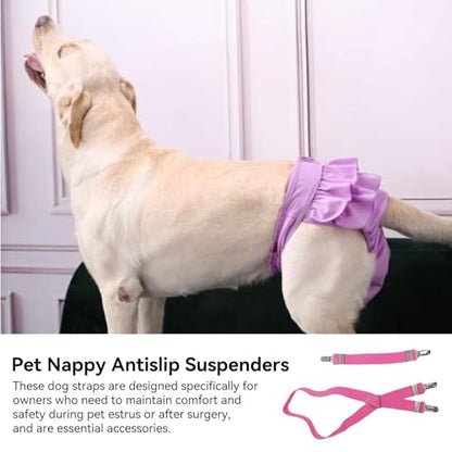 Dog Suspenders for Diapers Female,2pcs Adjustable Pet Nappy Antislip Suspenders | DeiaFixing Tool, DiaKeeper, pet Nappy Strap, Dog Dress - color: 1XL