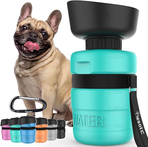 lesotc Dog Water Bottle, Portable Water Dispenser with Bowl, Leak Proof Pet Travel Squeeze Bottle, Puppy Essentials Dog Stuff Accessories for Outdoor Walking, Hiking, Camping - color: Light Blue, size: 18 Ounces