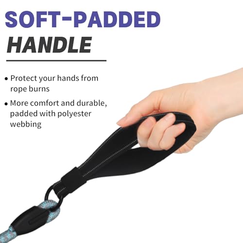 5 ft Dog Leash with Padded Handle, Tangle-Free Rope Leashes for Small Medium Large Dogs, Training Lead Heavy Duty, Blue
