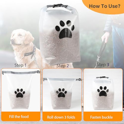 Roll Top Dog Food Travel Bag 42cup,Travel Dog Food Container,Reusable EVA Dog Food Bag,Waterproof Dog Kibble Container,Dog Camping Essential-Ideal for Dog Boarding,Weekend Getaways