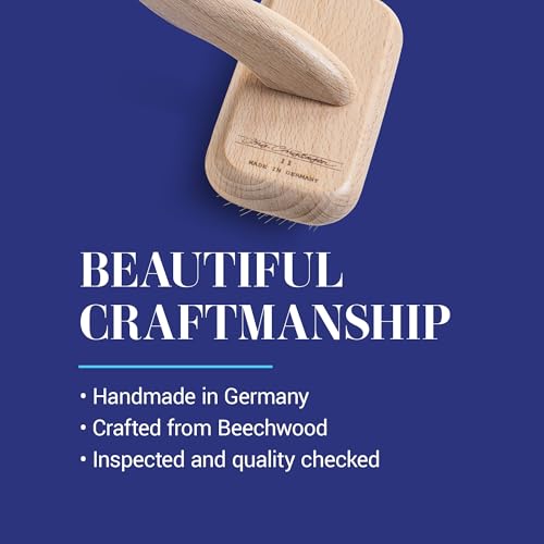 Chris Christensen Mark II Slicker Brush for Dogs, 12mm Pins, Groom Like a Pro, Handcrafted Lightweight Beechwood Ergonomic Handle, Stainless Steel Pins, A5II Small. Made in Germany. - size: Mark II Small