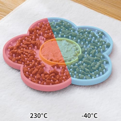 Silicone Lick Mat with Suction Cups Flower Shape Slow Feeder Pad for Dogs Cats Grooming Bathing - color: Purple