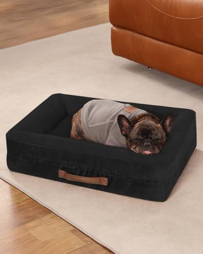 Upvilla Orthopedic Dog Bed, Four-Sided Cushioned Egg-Shaped Foam Dog Sofa, Waterproof Removable Cover, Cat Bed with Non-Slip Base, Small Pet Bed,Black - color: Black, size: 24"l x 18"w x 6"th