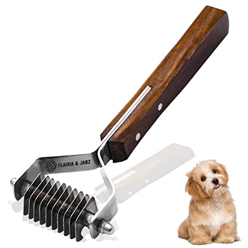 Flamia & Jabz Undercoat Rake for Dogs & Cats, Dematting Grooming Stripper Tool (10 Blades) - size: 10 Blades