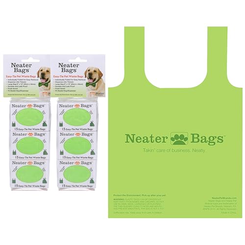 Neater Pet Brands Neater Bags Dog Waste Bag, No Rolls to Fuss With - Dog Poop Bags Dispense One at a Time, Doggie Poop Bag with Easy-Tie Handles (90 Count) - size: 1 Count (90 Bags)