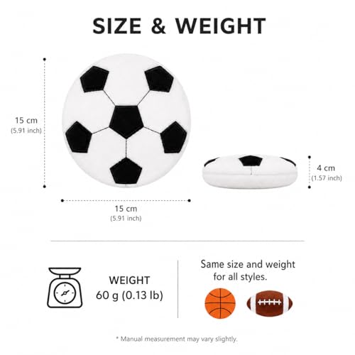 Dog Flying Disc Toy, Soft Plush Sports Ball Shaped Frisbee, Chew Resistant Squeaky Puppy Toy, Interactive Outdoor Training & Indoor Enrichment Toy - color: American football