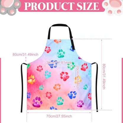 Dog Grooming Waterproof Apron with 2 Pockets, Cute Animals Puppy Dog Pets Apron - style: Watercolor Dog Paw