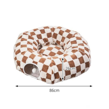 SnugTail Dachshund Tunnel Bed - Flower Design Plush Foldable Dog Bed (Medium)