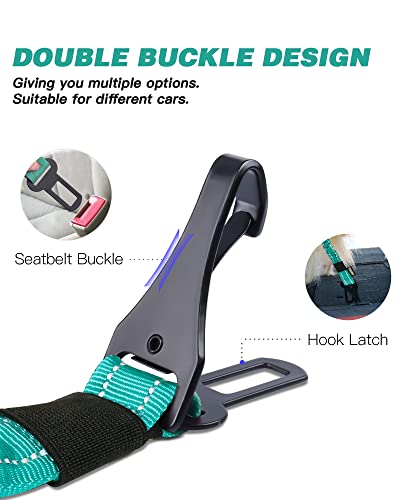 AUBELL Dog Seat Belt for Car,Updated 3-in-1 Adjustable Reflective Bungee Heavy Duty Dog Car Harness Tether with Clip Hook Latch & Buckle,Swivel Zinc Alloy Carabiner,Teal - color: Teal