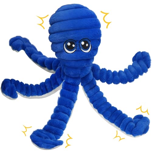 Prime Pets Squeaky Dog Toys for Large Dogs, 27” Extra Large Octopus Dog Toy to Keep Them Busy, Interactive Plush Chew Toy for Small Medium Large Dogs, Tug of War Pet Toys, Blue - color: Blue