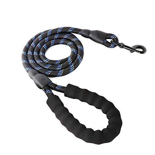 Dog Leash 5 FT with Comfortable Padded Handle, Highly Reflective Threads Dog Leash for Medium Large Dogs, 1/2 inch, Black and Blue - color: BLACK AND BLUE5FT