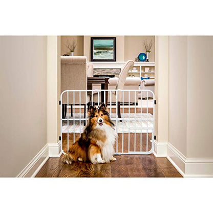 Carlson Pet Products Tuffy Metal Expandable Pet Gate, Includes Small Pet Door, 24 x 22-38 Inch, White - size: 24" Tall, 22-38" Wide