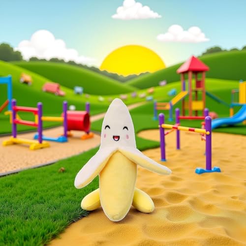 GANPUB 2Pcs Dog Toys,Squeeze Squeaker Puppy Dog Toys, Plush Dog Chew Toys, Dog Squeak Toys Pet Supplies (Banana)