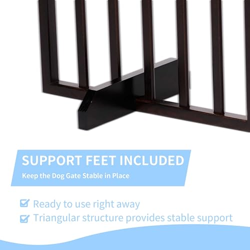 53.5" Freestanding Dog Gate, 3-Panel Indoor Wooden Pet Gate for House, Folding Pet Gate Indoor, Dog Barrier for Stairs, Puppy Fence for Stairsways Hallways Entrance, No Assembly Required, Walnut - size: 3 Panels-Walnut
