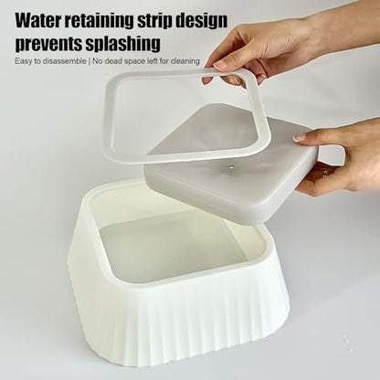 Spill Proof Dog Water Bowl 37oz, Large Capacity No Drip Pet Dispenser with Non-Slip Base, Slow Water Bowl for Dogs Puppies Indoor Outdoor Use, 22x22x8cm - color: Gray
