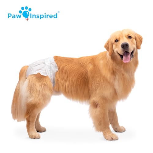 Paw Inspired Disposable Dog Diapers | Female Dog Diapers Ultra Protection | Diapers for Dogs in Heat, Excitable Urination, or Incontinence (12&144 Count) (X-Large (144 Count)) - size: X-Large (144 Count)