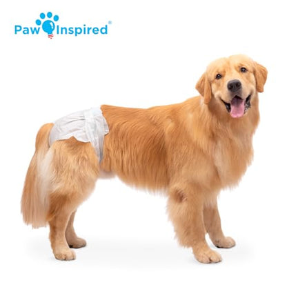 Paw Inspired Disposable Dog Diapers | Female Dog Diapers Ultra Protection | Diapers for Dogs in Heat, Excitable Urination, or Incontinence (12&144 Count) (X-Large (144 Count)) - size: X-Large (144 Count)