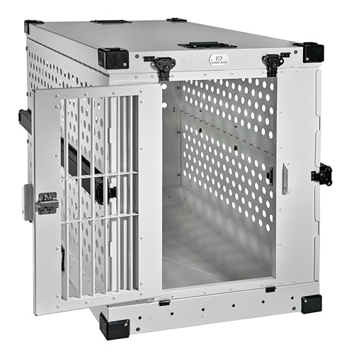 K9 Kennel Boss Aluminum Collapsible Dog Crate, Heavy Duty Folding Kennel - Large (White) - color: White, size: 41.6"L x 29.7"W x 33.9"H