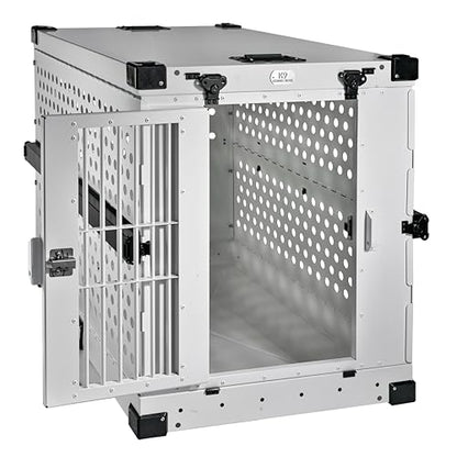 K9 Kennel Boss Aluminum Collapsible Dog Crate, Heavy Duty Folding Kennel - Large (White) - color: White, size: 41.6"L x 29.7"W x 33.9"H
