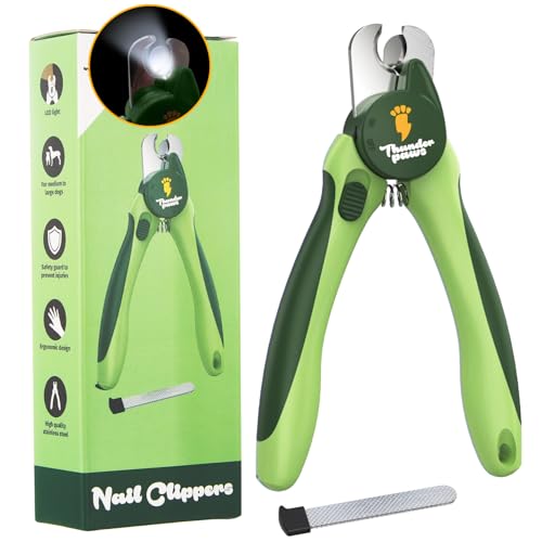 LED Dog Nail Clippers with Light Illumination, Trimmers with Protective Guard, Safety Lock and Nail File - Suitable for Large and Small Dogs & Cats (Green) - color: Green, size: Medium-Large (LED)