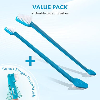 Boshel Pet Toothbrush, 2 Dog Tooth Brush with Dogs Finger Toothbrush for Small and Large Breeds, 3 Pack - style: 2 Pack