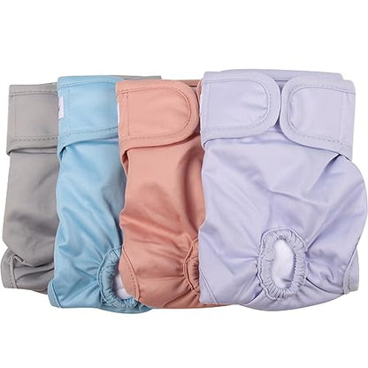 Vecomfy Reusable Female Dog Diapers for Medium Dogs,(4 Pack) Easy Absorbent Large Doggie Diapers for Peeing,in Heat,Dog Period Panties,L - size: Large(Pack of 4)
